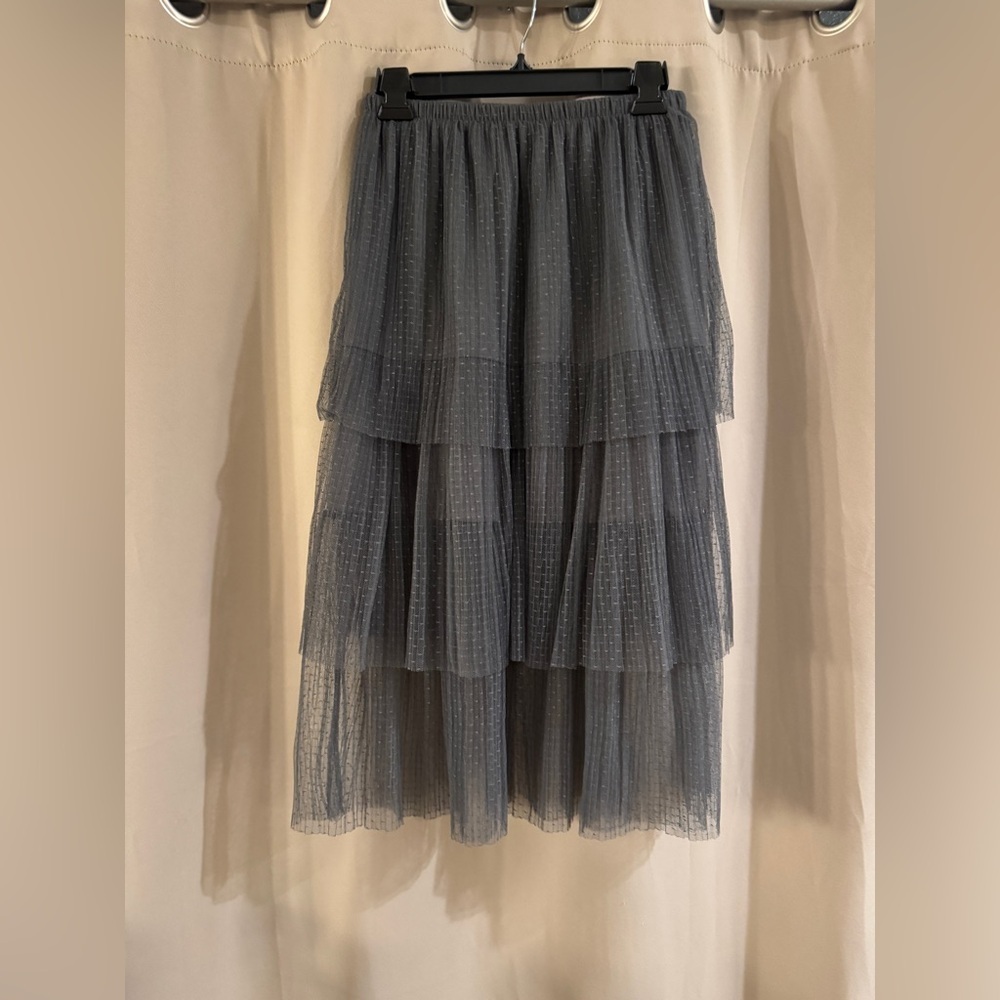Wild fable Gray  Tiered Tulle Midi Skirt
